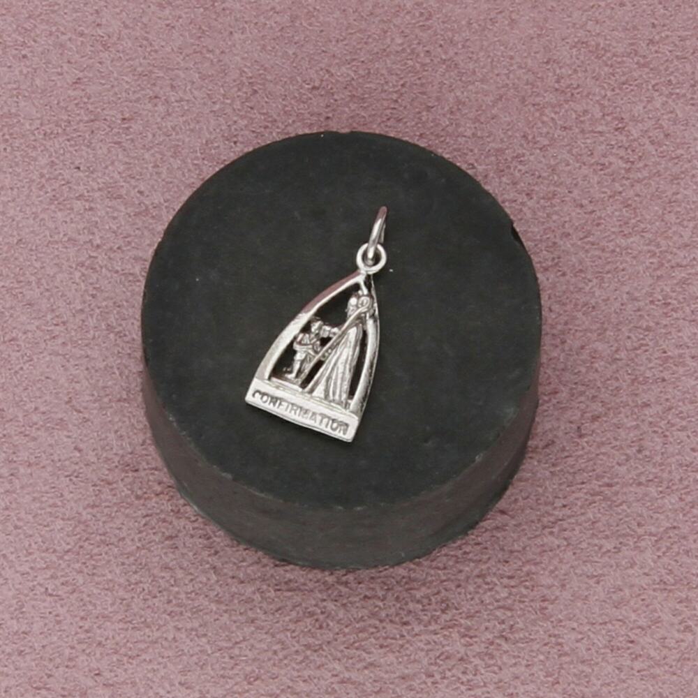 sterling silver vintage catholic confirmation medal charm pendant